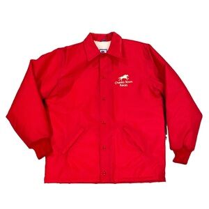 Vintage Charles Town Races WV Nylon Jacket Men’s M Red Snap Button West Virginia